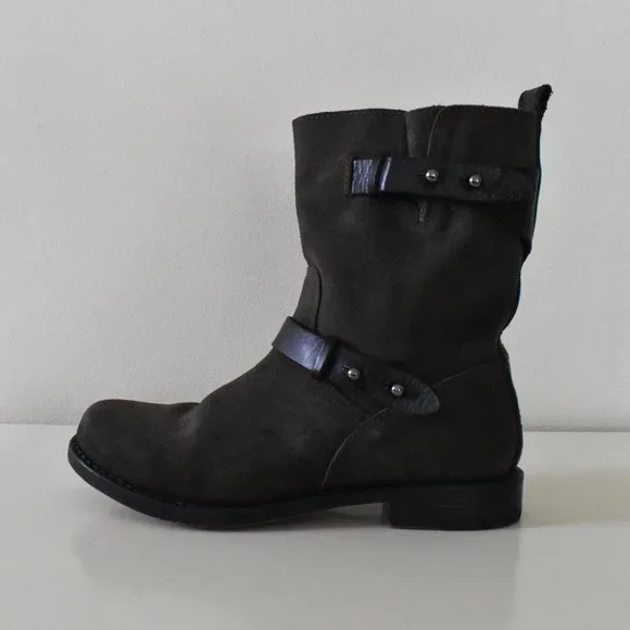 Rag & Bone Waxed Calfskin Moto Biker Boots - Picture 6 of 13